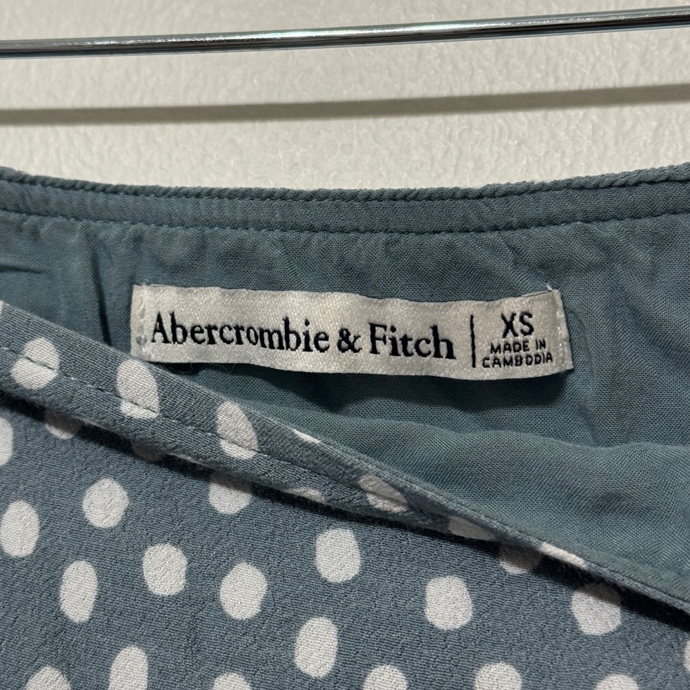 Abercrombie & Fitch Midi Skirt Size XS Polka Dot Cinched Blue White Fall - Picture 4 of 8